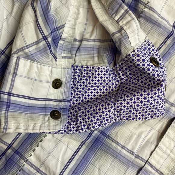 Twenty X blue/purple & white Snap Button Down Long Sleeve Shirt Size Medium - Picture 4 of 8